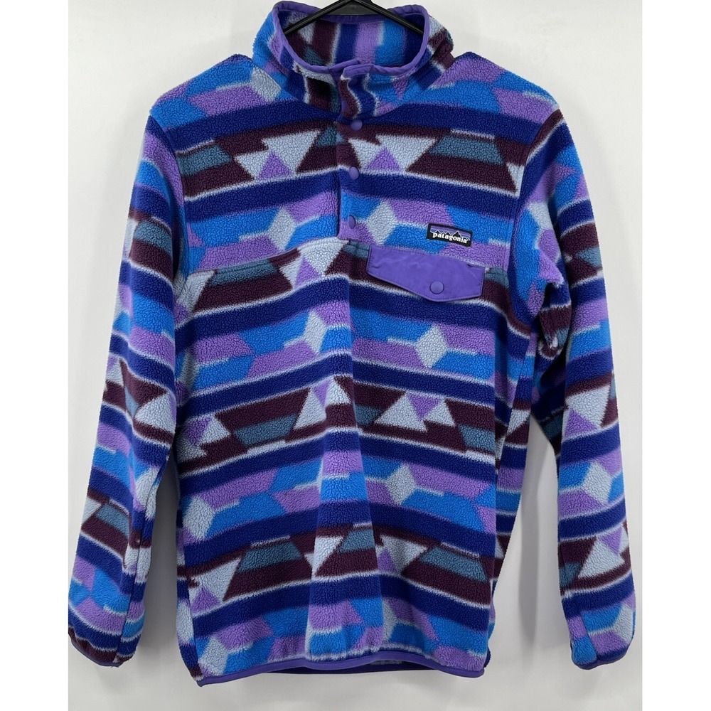 Patagonia Women's Synchilla Purple Aztec Fleece Snap T Pullover Size XS